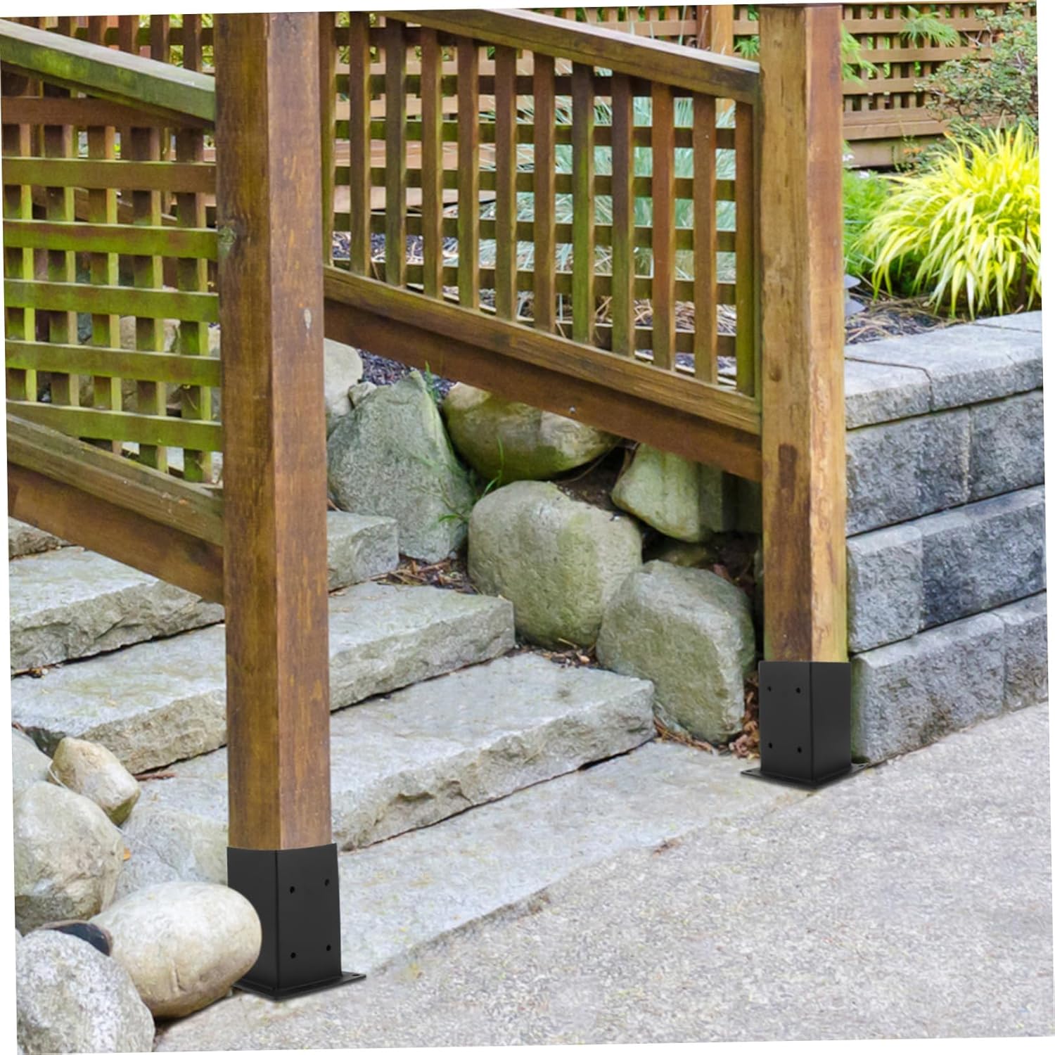 Mipcase Metal Square Fence Post Base Bracket for Deck and Pavilion Support Heavy Duty Anchor for Wood Fencing and Mailbox Connection