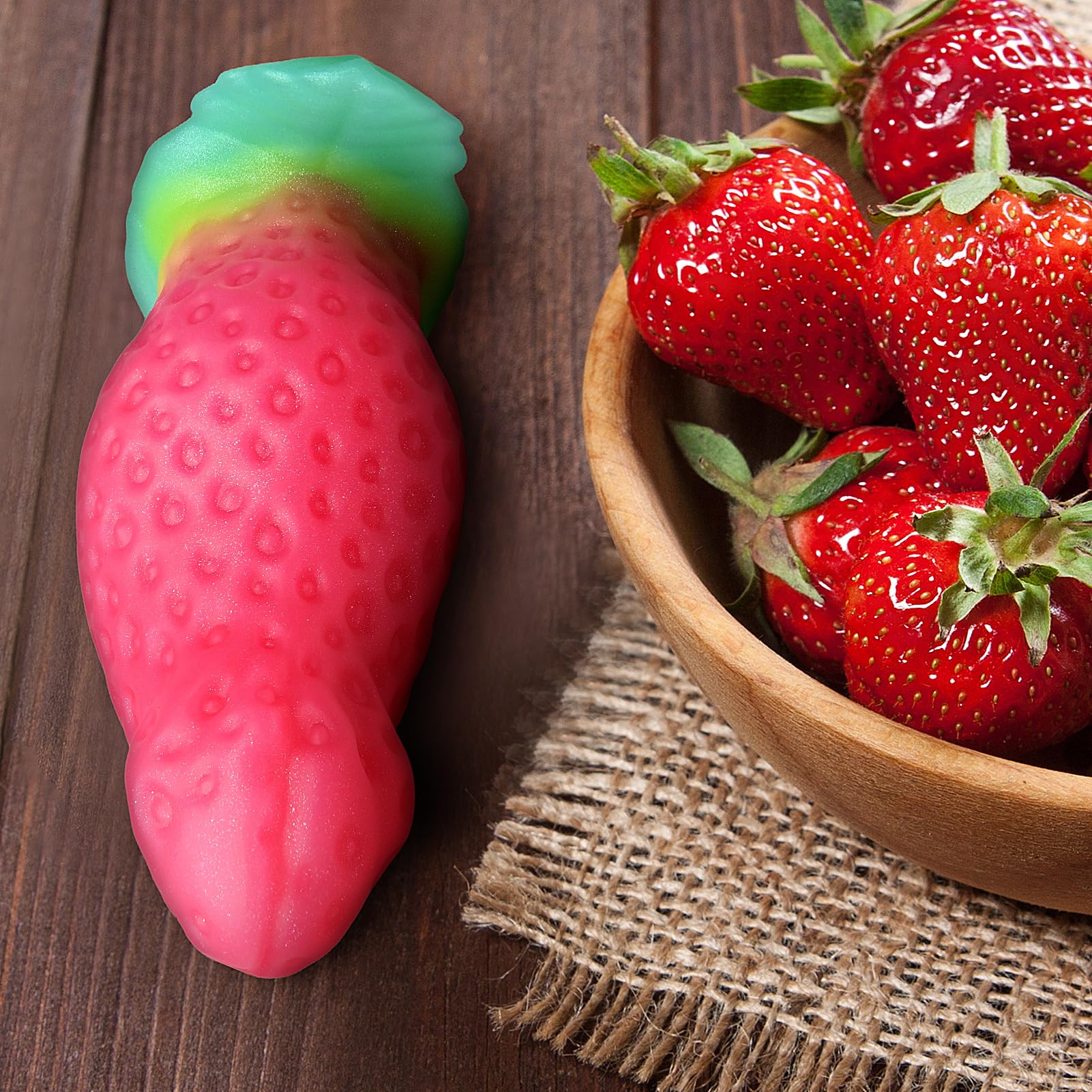 Soft Strawberry Butt Plug Anal Stretcher Prostate Massager Liquid Silicone Realistic Dildo G-spot Stimulation Anal Sex Toys for Advanced Men Women Couple Romi (): S