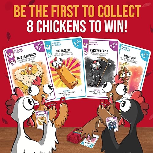 Miniatura 4 de Chicken Challengers Juego de cartas estrategia hilarante para adultos y adolescentes, noche de juegos familiares, 2-8 jugadores, mayores de 13 años,