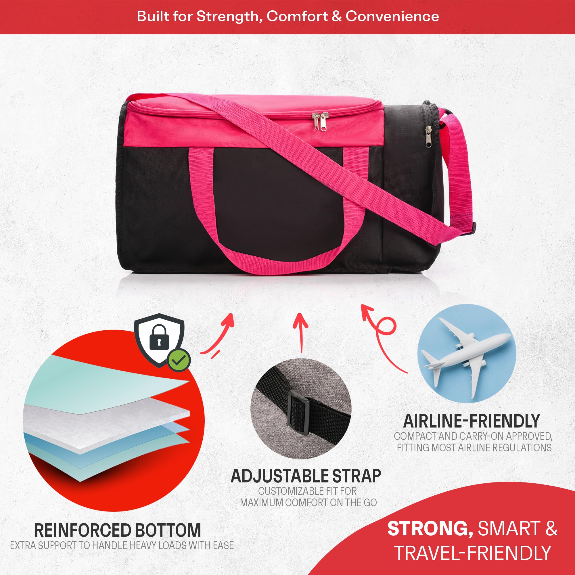 Sac de Sport 20 L / 40 L Grande capacité – Gym, Fitness, Piscine, Voyage – Poche latérale, Double Zip, bandoulière – Torbes Meteor Cabine Ryanair/EasyJet - 5