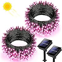 Vista 8 de 2 paquetes de luces solares de Navidad para exteriores, 158 pies 480 LED, luces de cuerda solares impermeables para exterior, 8 modos, luces