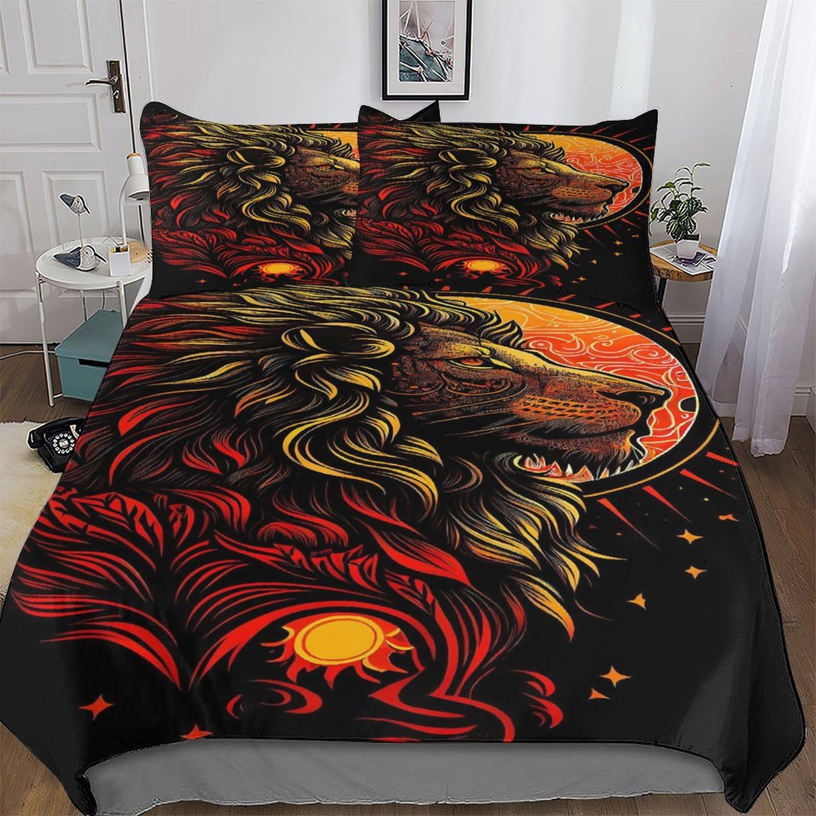 Housse de couette lion grand lit deux personnes pour une ambiance savane chic