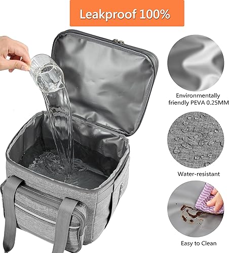 Miniatura 5 de Lonchera para mujeres, lonchera aislada de doble cubierta para adultos, lonchera a prueba de fugas para hombres con correa de hombro ajustable, Gary