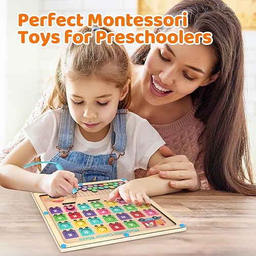 Miniatura 6 de Tablero magnético del laberinto del alfabeto con 36 tarjetas de ortografía, juguete educativo Montessori de motricidad fina, rompecabezas del