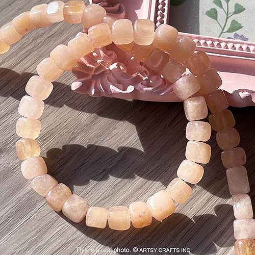 Miniatura 8 de Artsy Crafts - Cuentas de cubo cuadrado de morganita natural de 0.315 pulgadas (0.315 in), cuentas de piedras preciosas para hacer joyas, pulseras,