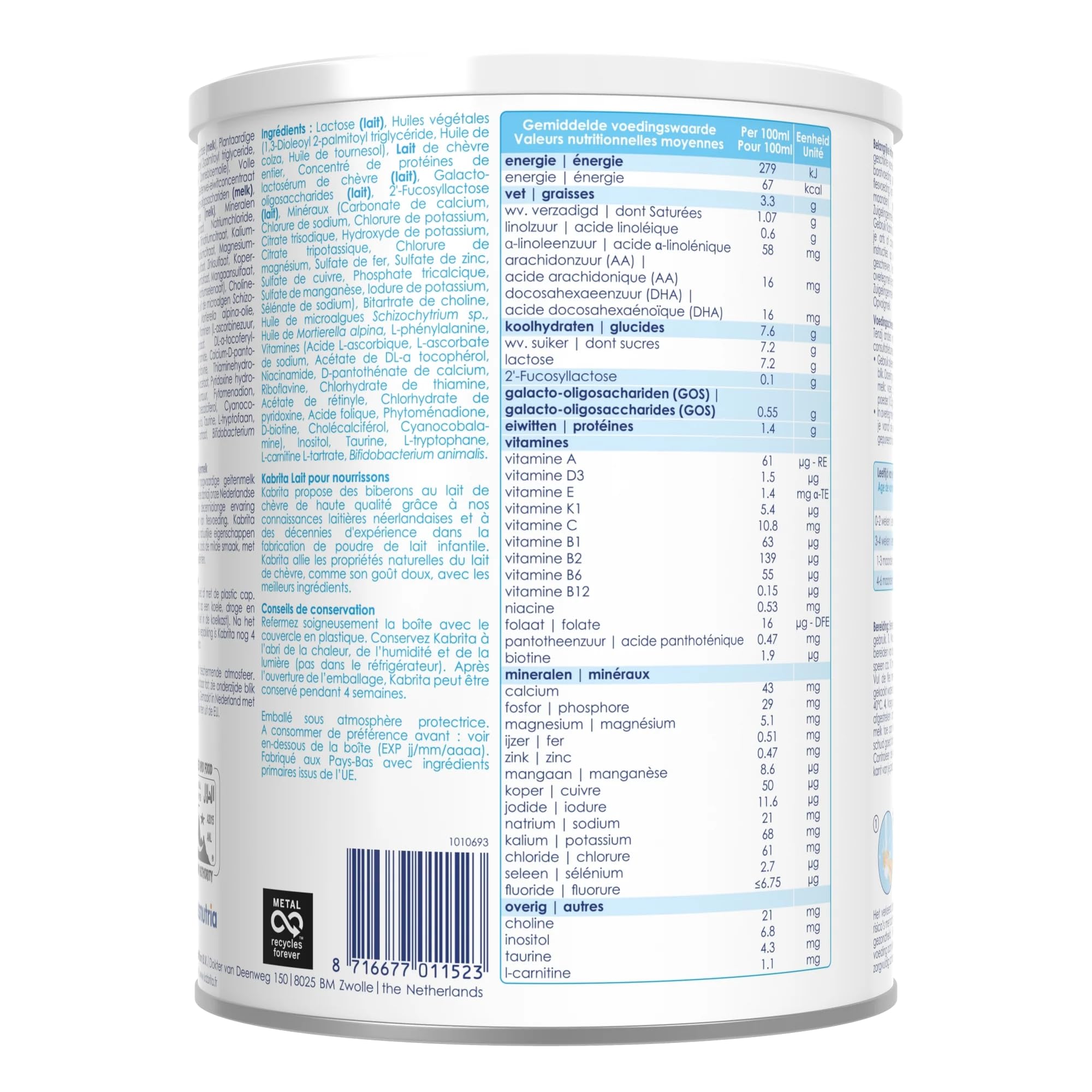KABRITA | Lait de chèvre de démarrage avec HMO, 0-6 mois | Alimentation pour bébés de haute qualité - Lait pour bébés, nutritif et doux pour le ventre de bébé | Contenu : 800 g