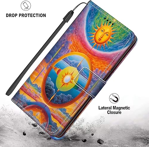 Miniatura 2 de DAFEI Wallet Case for Google Pixel 8 Pro with Designer Sun and Moon-aa68 Pattern PU Leather Flip Folio ID&Credit Cards Pocket Lanyard