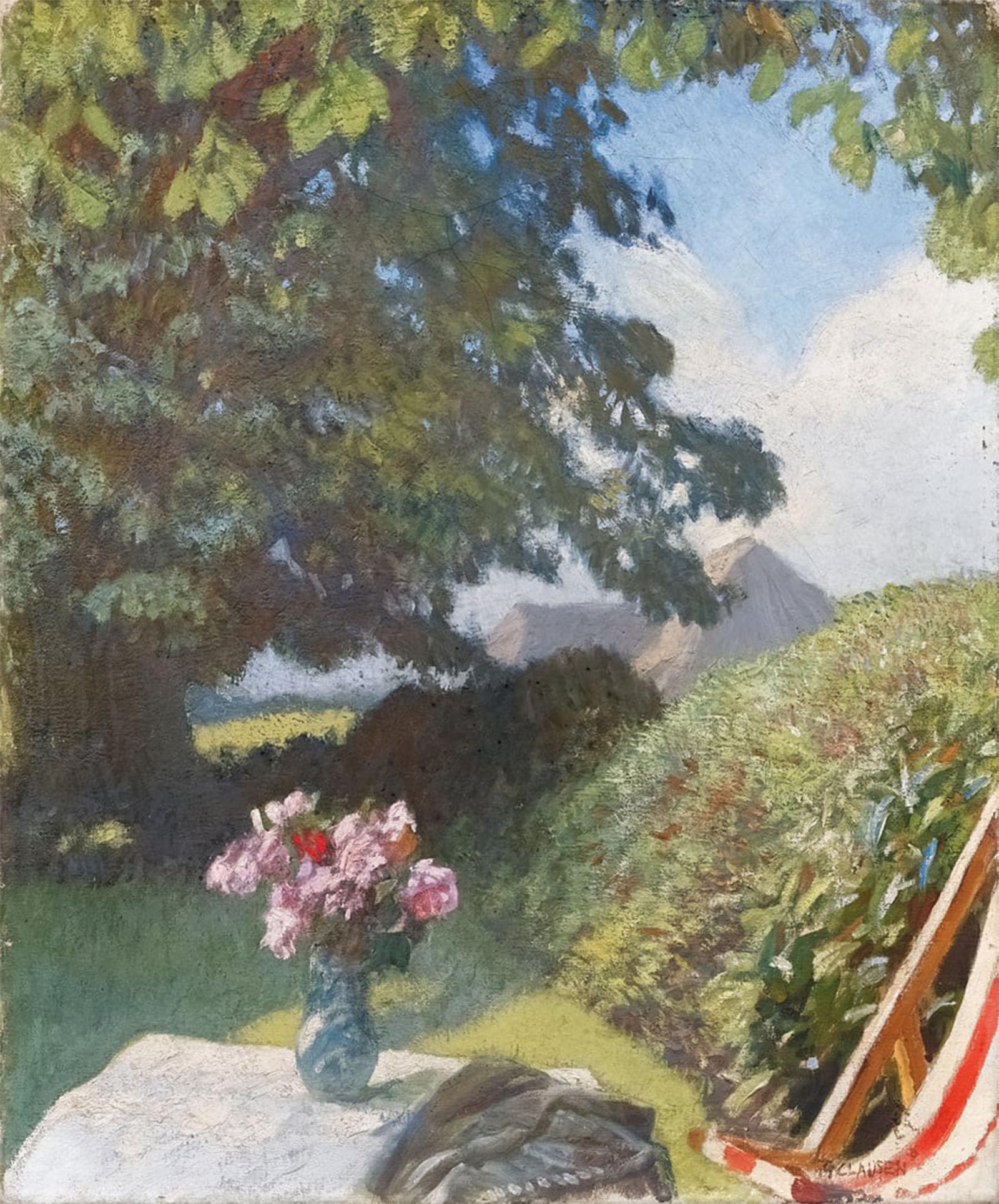 SERENDIPITP Abstract Painting Mural Print Picture Wall Decor Painting a Corner of the Garden by George Clausen Vintage Wall Artwork for Home Decor 60x90cm