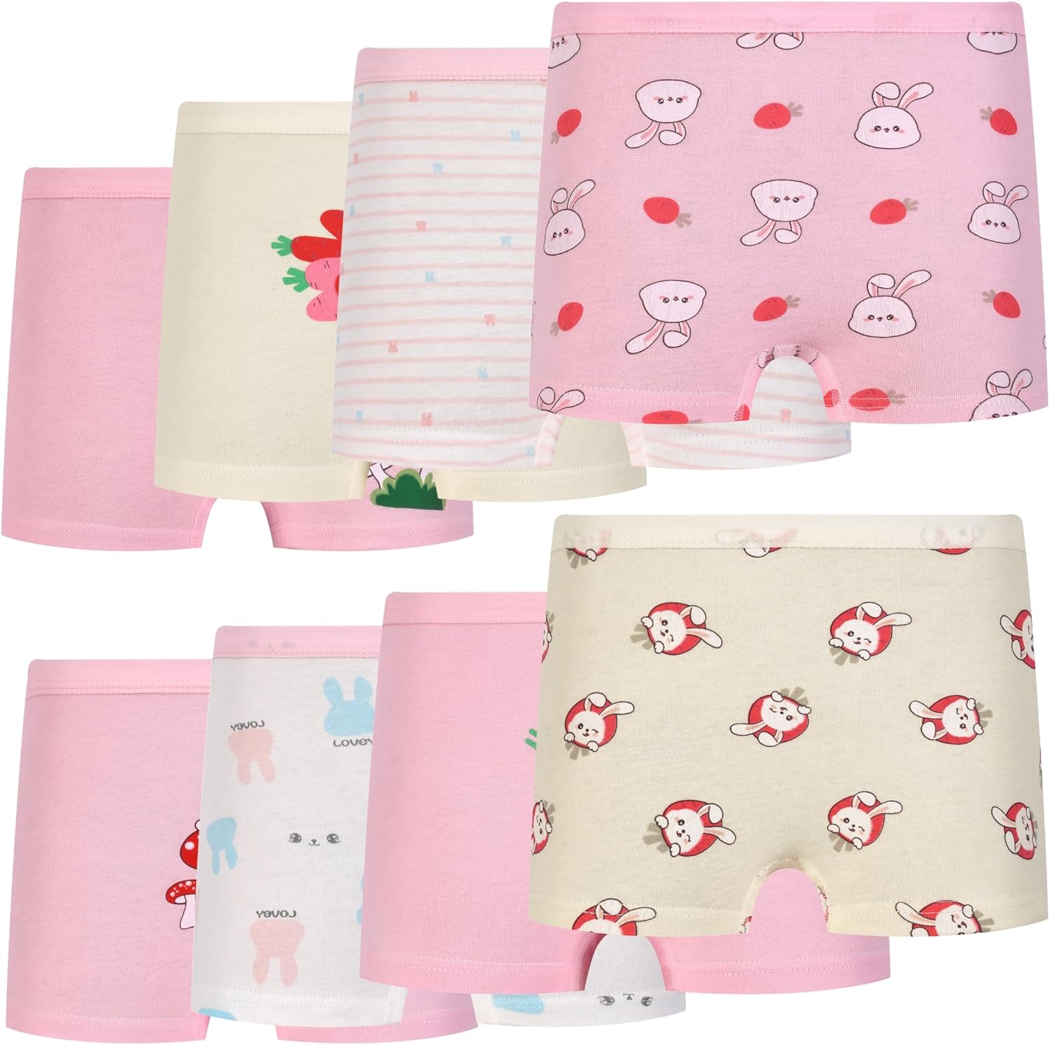 Girls Underwear Cotton Kids Boyshort Toddler Assorted Panties 8 Pack