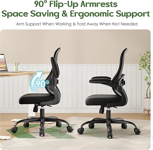 Miniatura 8 de Silla de oficina ergonómica  Silla de escritorio ergonómica  Silla de oficina cómoda de malla para el hogar con ruedas, soporte lumbar ajustable,