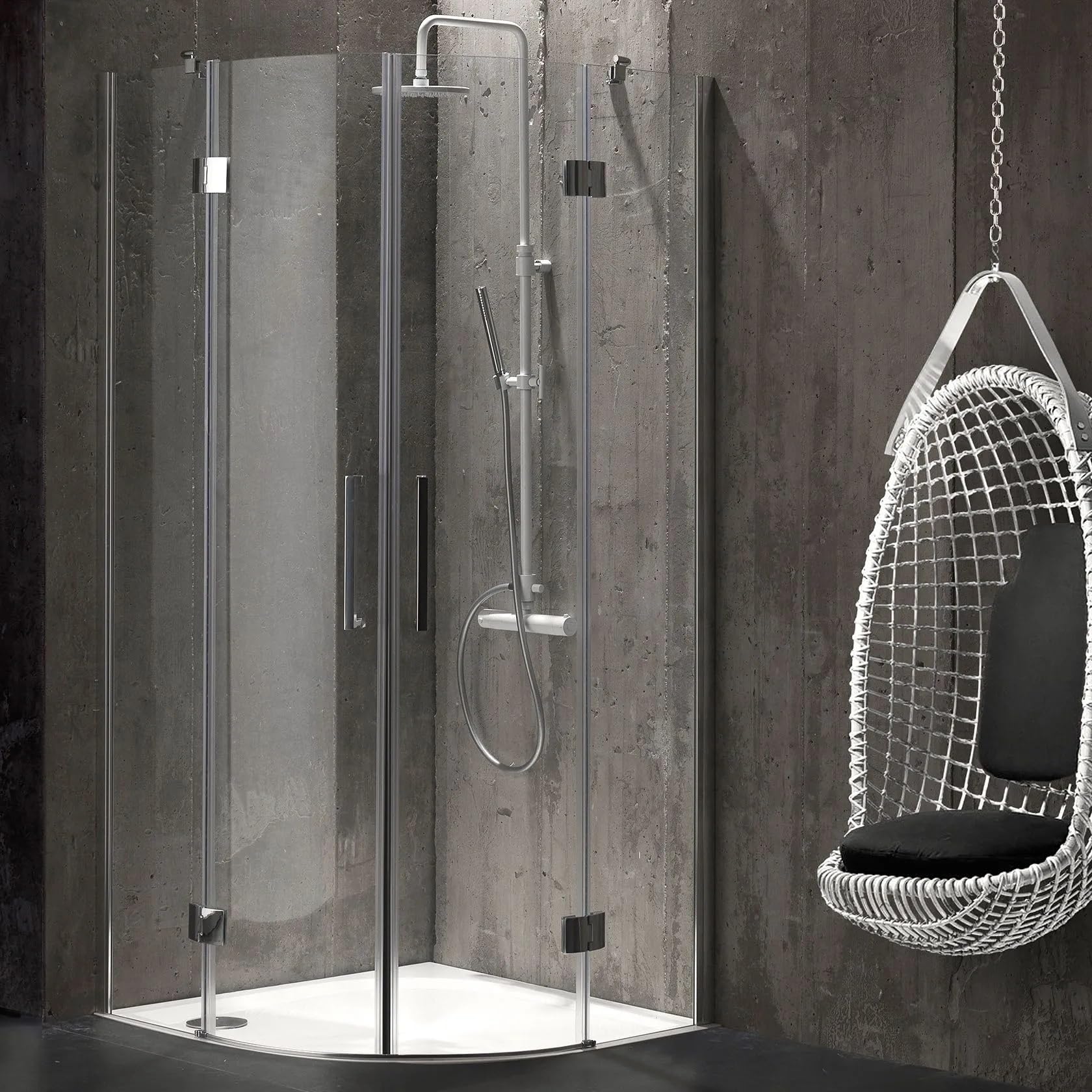Box Doccia semicircolare alluminio cromato altezza 190 cm (80x80)