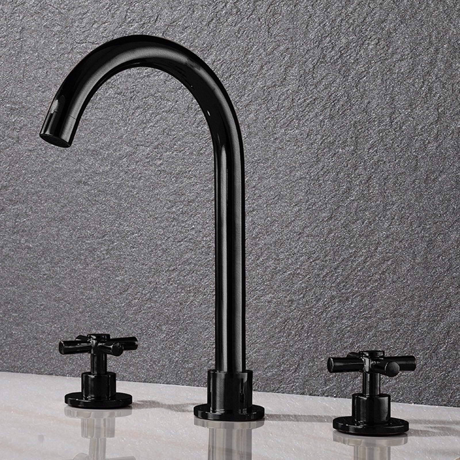 Robinet de Salle de Bain 3 Trous Noir ISCBAFYX Mitigeur de Lavabo - 8