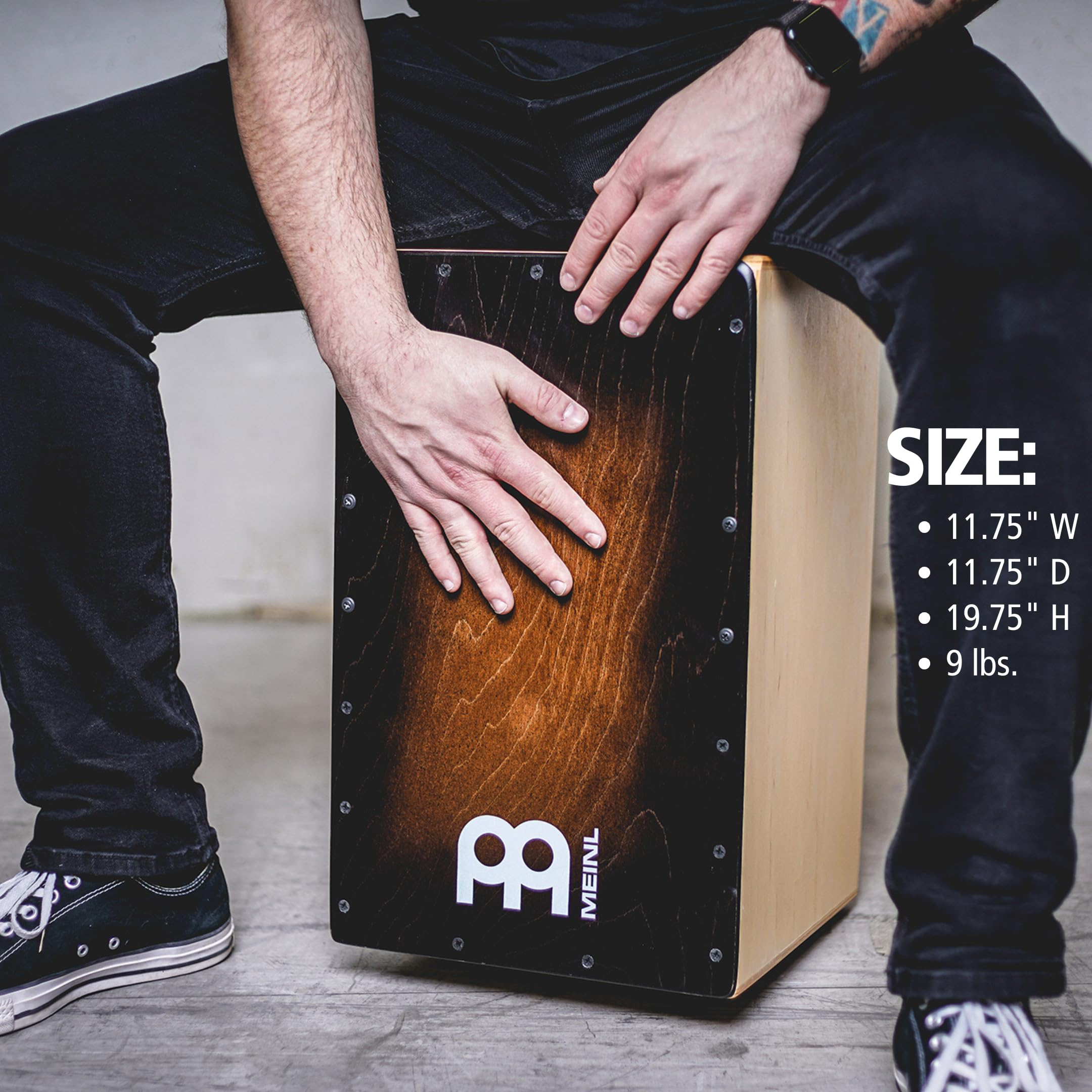 Meinl Percussion Snarecraft Cajon Instrument Édition spéciale - Grand Cajon avec 2 Cordes pour le timbre – Bouleau, Naturel/Brun (SC100BRB)