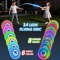 Vista 4 de 2 Pack Light up Flying Discs for Kids, Rechargeable Disc with 45 LEDs, 14 Lighting Modes(10")&Built-in Battery Disc(7.8"), Glow in The Dark Ring for