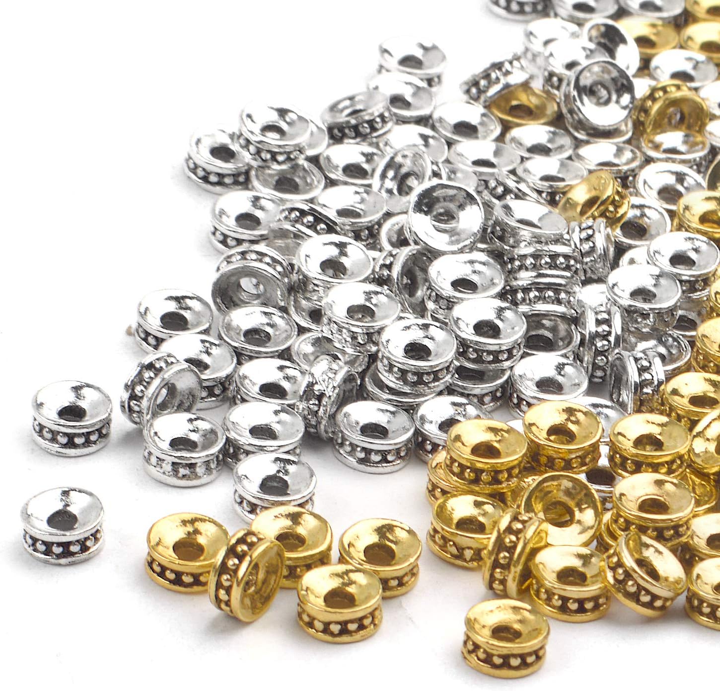 200pcs 6mm Tibetan Spacer Beads Round Rondelle Beads Alloy Jewelry Bead Charm Spacer for Jewelry Making DIY Bracelets Necklace and Crafting - Image 4