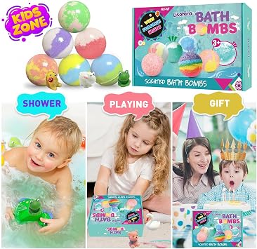 Bath Bombs for Kids with Surprise Inside, 12pcs Bath Bombs with Toys, Organic Colorful Bubble Bath Fizzy Ball, Birthday Gifts Set for Kids, Christmas Party Favor Gift for Boys Girls with Bath Toys