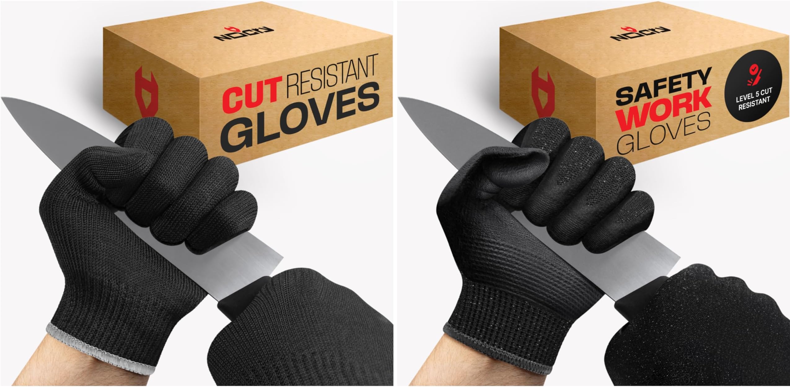NoCry Cut Resistant Gloves Food Grade โ Level 5 Protection; Ambidextrous; Superior Comfort and Dexterity & Safety Work Gloves with Grip โ Waterproof Palm; Enhanced Grip; Reinforced Coating