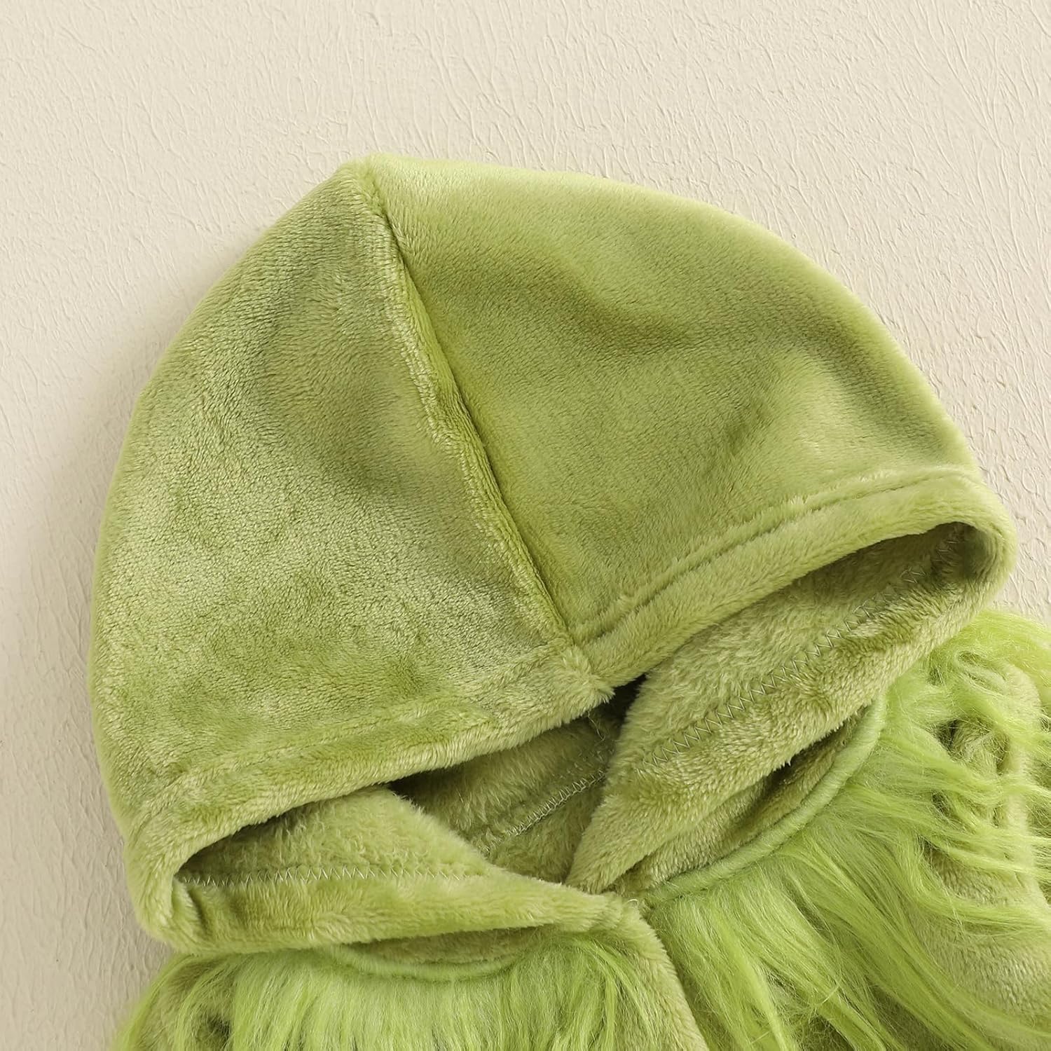 Baby Christmas Outfit Green Furry Monster Costume Newborn Long Sleeve Hood Bubble Romper Infant Fall Winter Clothes - Image 2