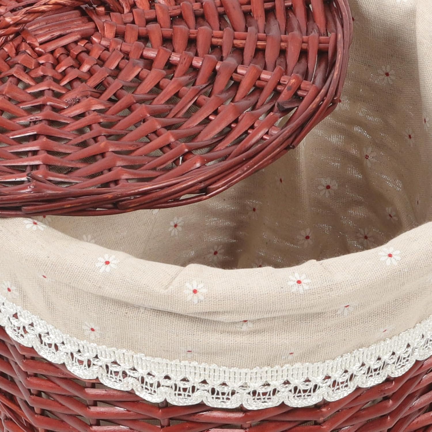 BESTonZON Woven Laundry Basket with Lid, Hand-woven Rattan Dirty Clothes Hamper, Brown Covered Storage Bin for Home and Hotel Towel Organization