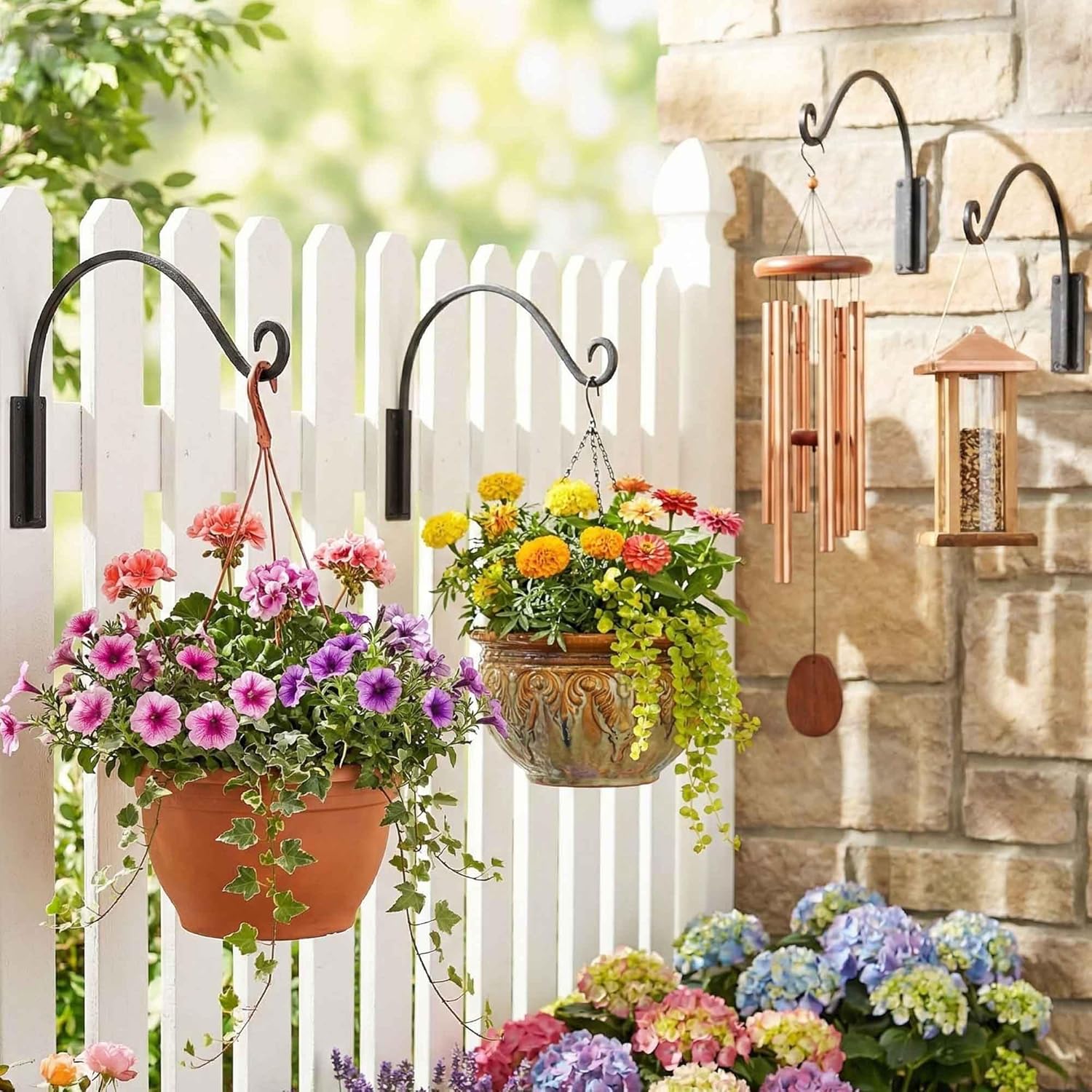 Qiang Ni Heavy-Duty Plant Hanger - 16 Inch 80lbs Metal Wall Mount Plant Bracket for Indoor Outdoor Hanging Bird Feeders, Flower Baskets, Lanterns