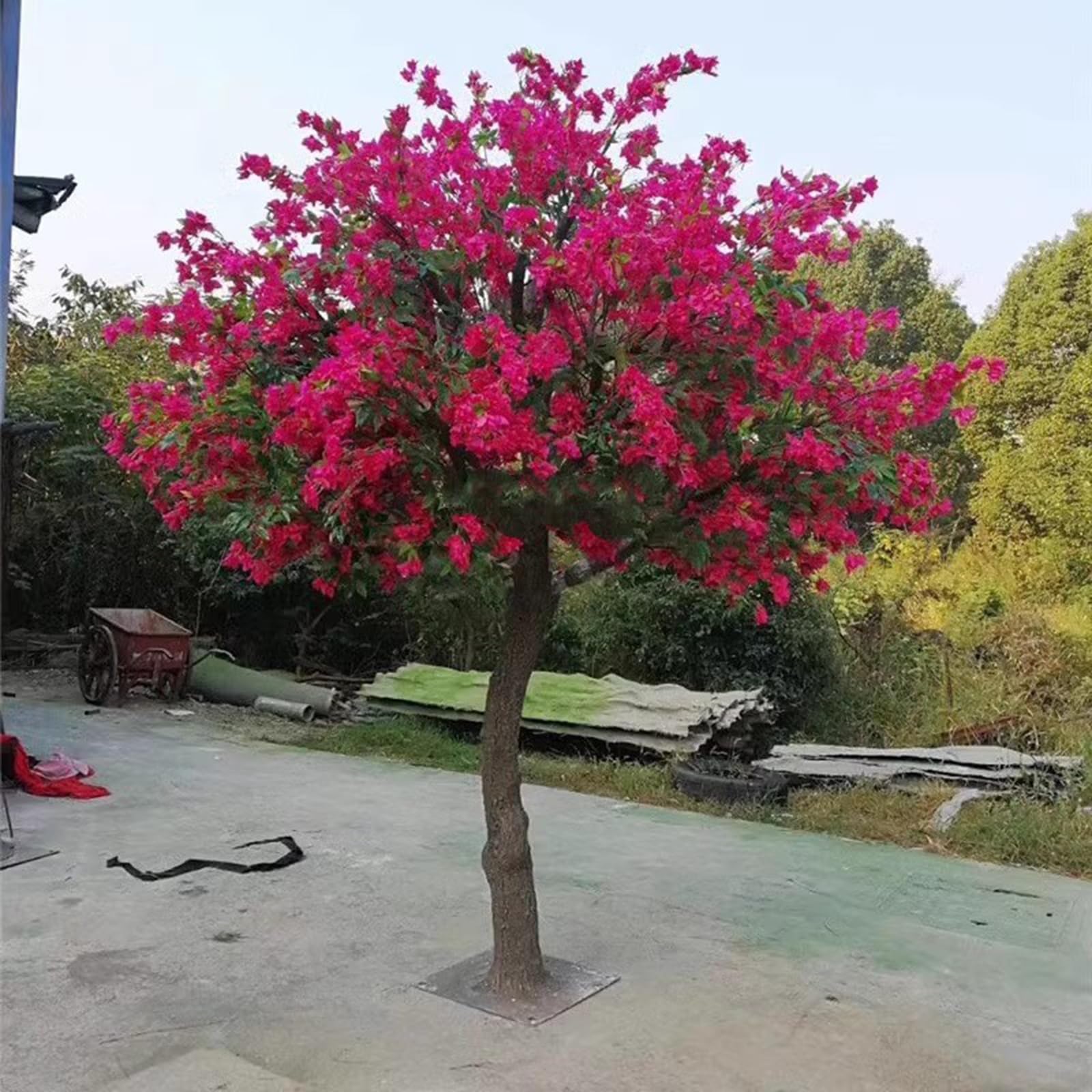 KIBONCY Artificial Bougainvillea Tree Fake Pink Flowering Plants