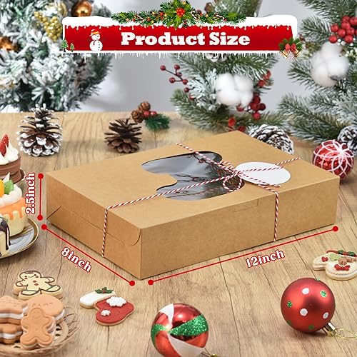 Vista 58 de COTOPHER 18 cajas de galletas de Navidad con ventana, cajas blancas de panadería de 4 x 4 x 2.5 pulgadas para regalo, mini cajas de pastel