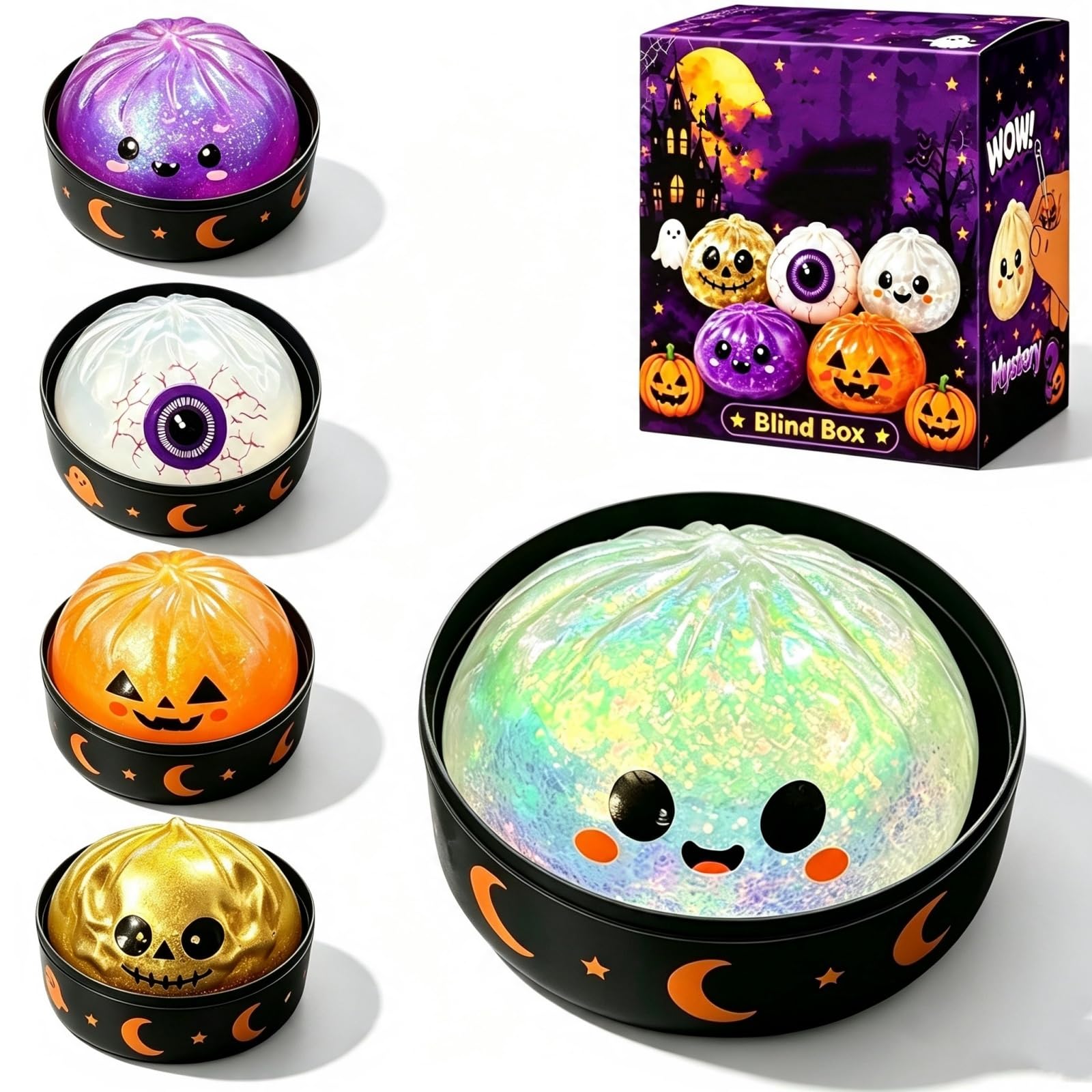 Halloween Squishy Mystery Box Set,Spooky Ghost Pumpkin Halloween Squish-ies
