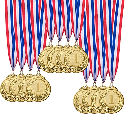 Medallas de oro de 12 piezas, medallas ganadoras de premios de oro para deportes, competiciones, fiestas, abejas de ortografía, estilo olímpico, 2