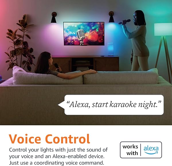 Amazon Basics Smart Ampoule LED multicolore, culot E27, 8W (équivalent 60W), fonctionne avec Alexa uniquement, 2 pièce - 3