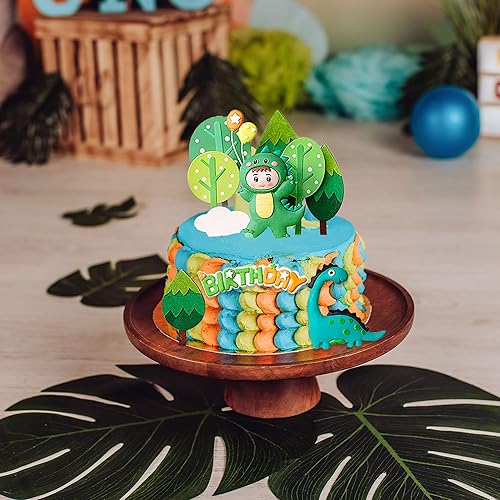 Miniatura 3 de Gyufise Juego de 13 piezas de decoración de árbol del bosque, globo de baby shower, decoración de pastel de feliz cumpleaños, para safari en la