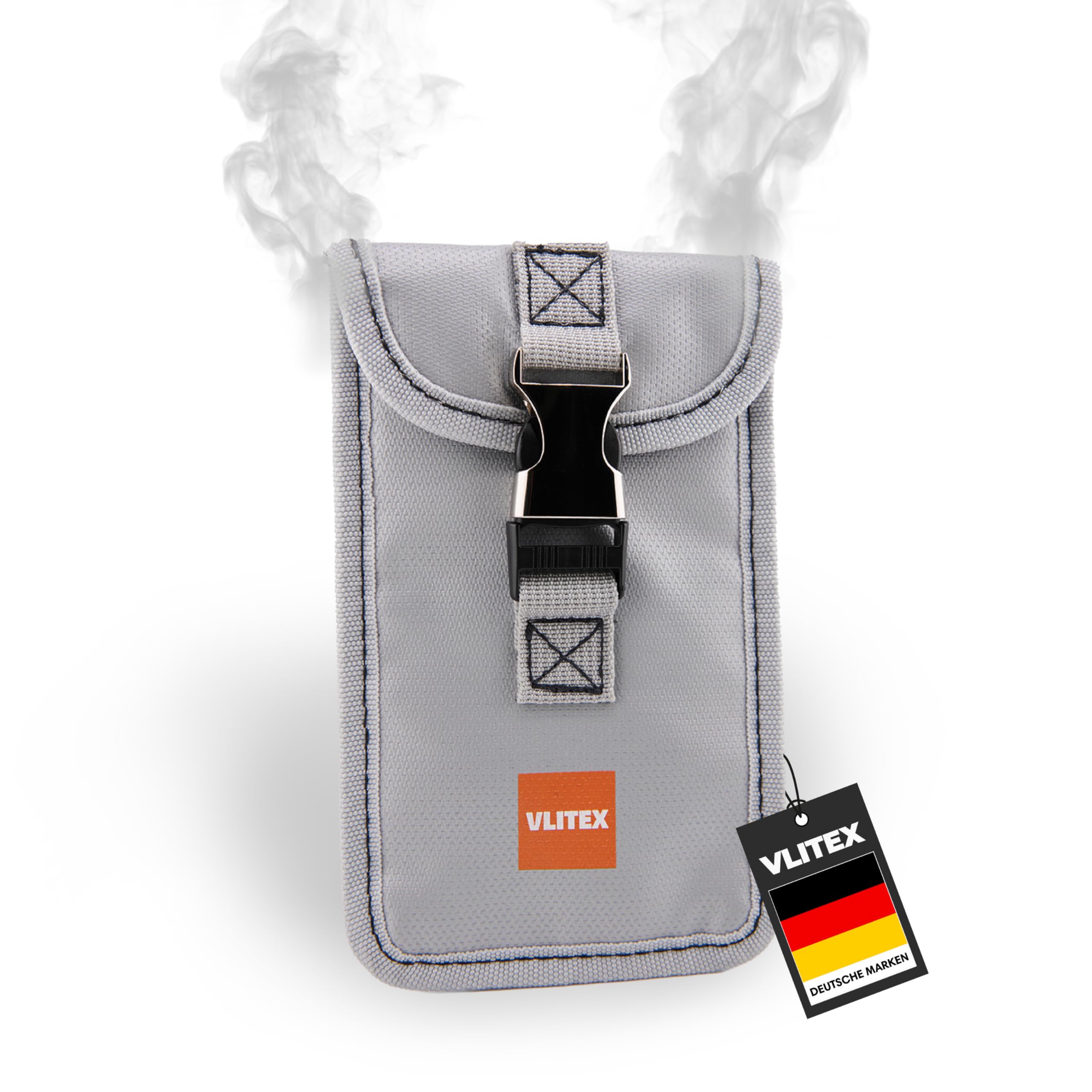VLITEX Kleine Brandschutz Tasche | 3 Feuerfeste Lagen | Ladetasche für Handy, Powerbank, Smartwatch, Bluetooth Kopfhörer, Smartphone usw. | Lithium Ionen Akku Batterie sicher Aufladen und aufbwahren