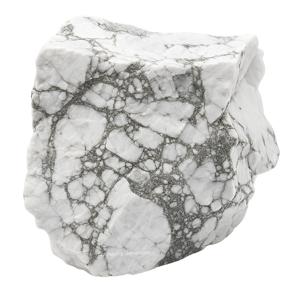 Amazing Gemstone Howlite Raw Crystals and Healing Stones, Natural Rocks For Tumbling - DIY Raw Stones And Crystals (1 Piece)