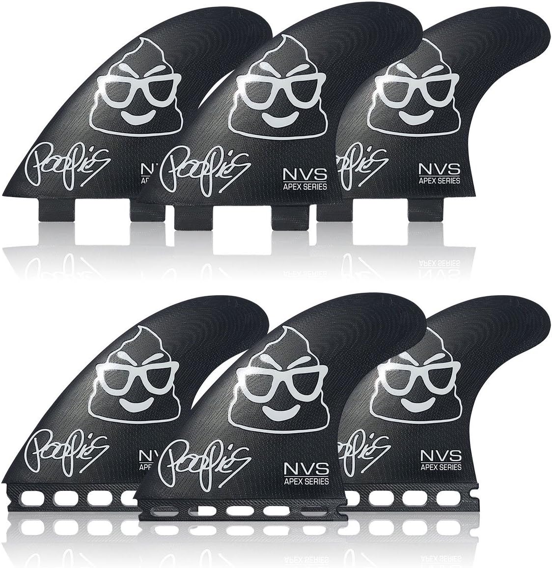 Medium Poopies Apex Series Surfboard Fins, (Set of 3) Single Tab