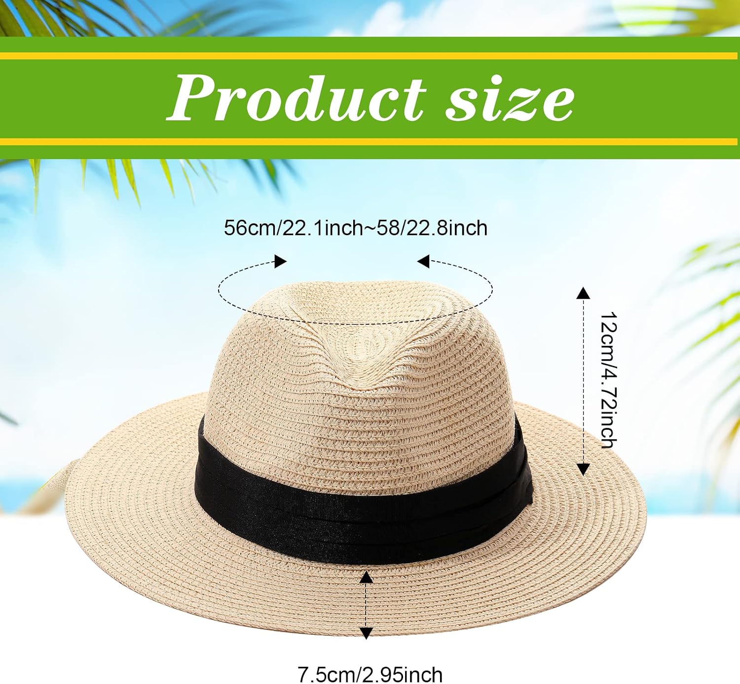 6 Pcs Panama Straw Hats for Men and Women Foldable Wide Brim Bride Hats Summer Sun Protection for UV Protection