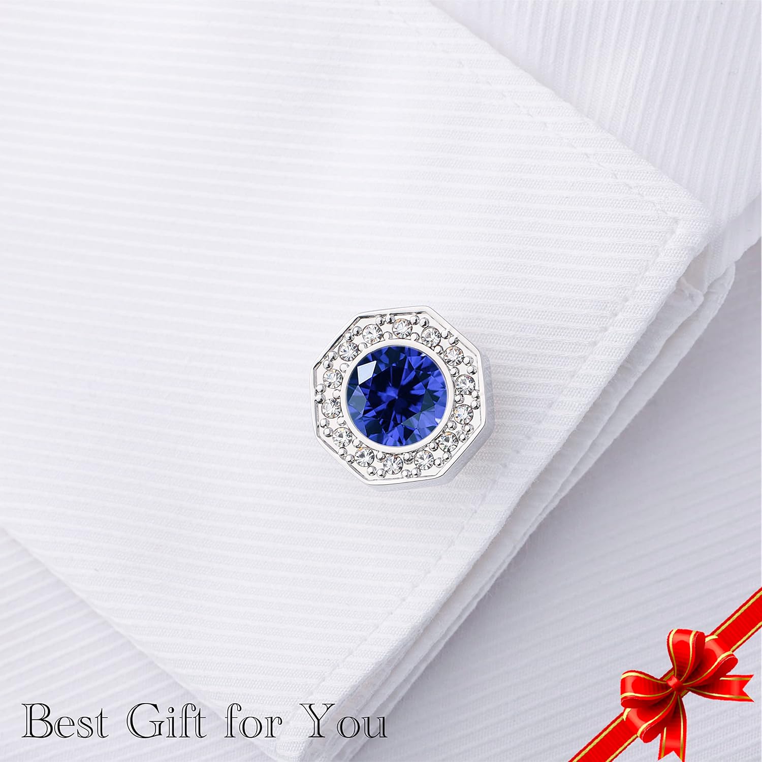 Sogee Crystal Cufflinks for Men Blue/Green/Pink/Purple/Red/White/Colorful Real Gold Plated Elegant Mens Cuff Links for Wedding Party Unique Gift