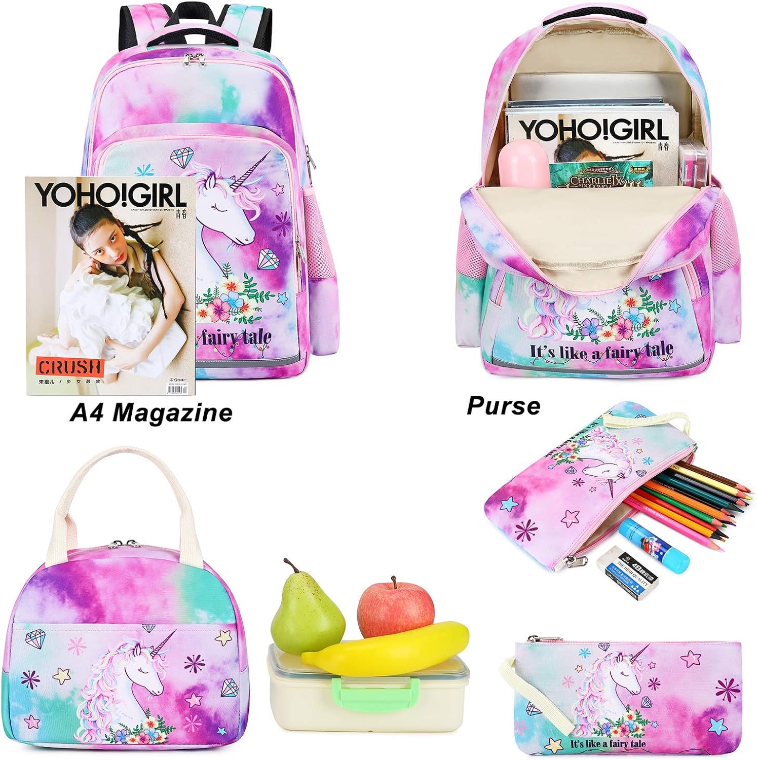 Miniatura 5 de BTOOP Mochila escolar para niñas y niños, con bolsa de almuerzo aislada y bolsa para lápices