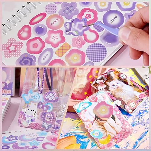 Miniatura 3 de 2500 calcomanías Kpop para tarjetas fotográficas, con purpurina, mariposa, corazón, cintas, calcomanías decorativas para niños, niñas, niños