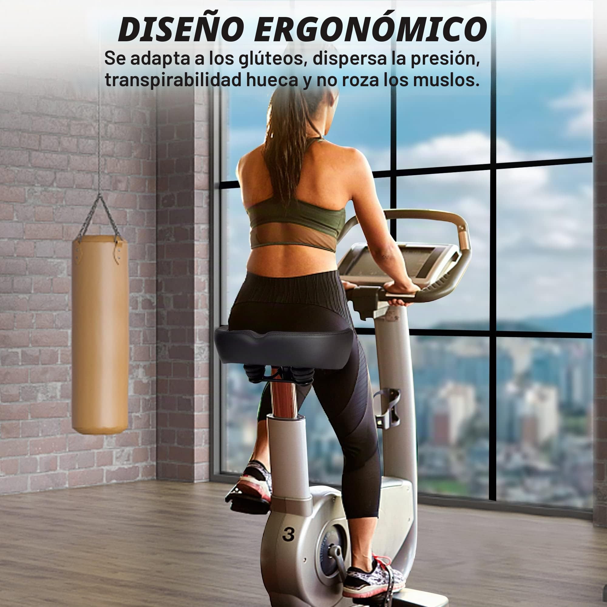 CDYWD Sillin Bicicleta Muy Comodo Hombres y Mujeres, Ampliar, Acolchado Espuma Viscoelástica, Sillín Bicicleta con Respaldo, Sillín Bicicleta para MTB, Ebike, Bicicleta de Ciudad, Bicicleta Estática