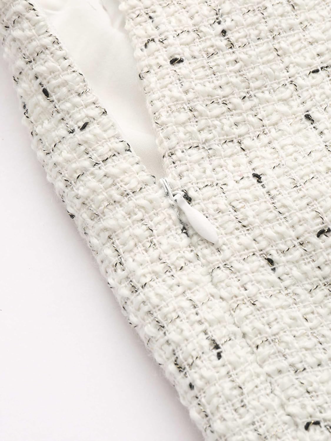 CIDER Tweed Middle Waist Contrasting Binding Straight Leg Trousers