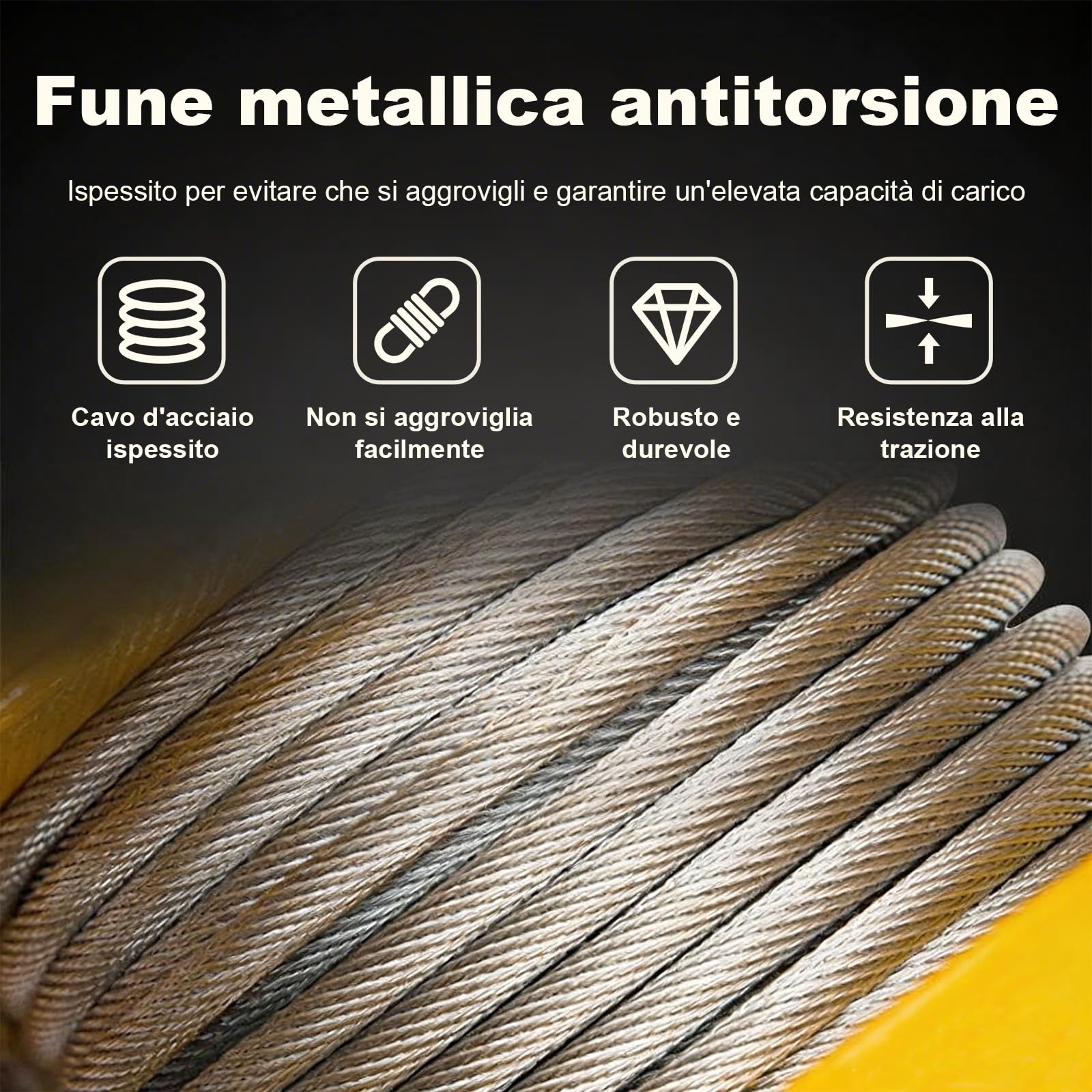 Verricello Manuale Portatile 500-1100kg, Freno Automatico Autobloccaggio, Fune Metallica con Gancio Sicurezza, per Imbarcazioni, Rimorchi, Sollevamento(10m,1200lbs)
