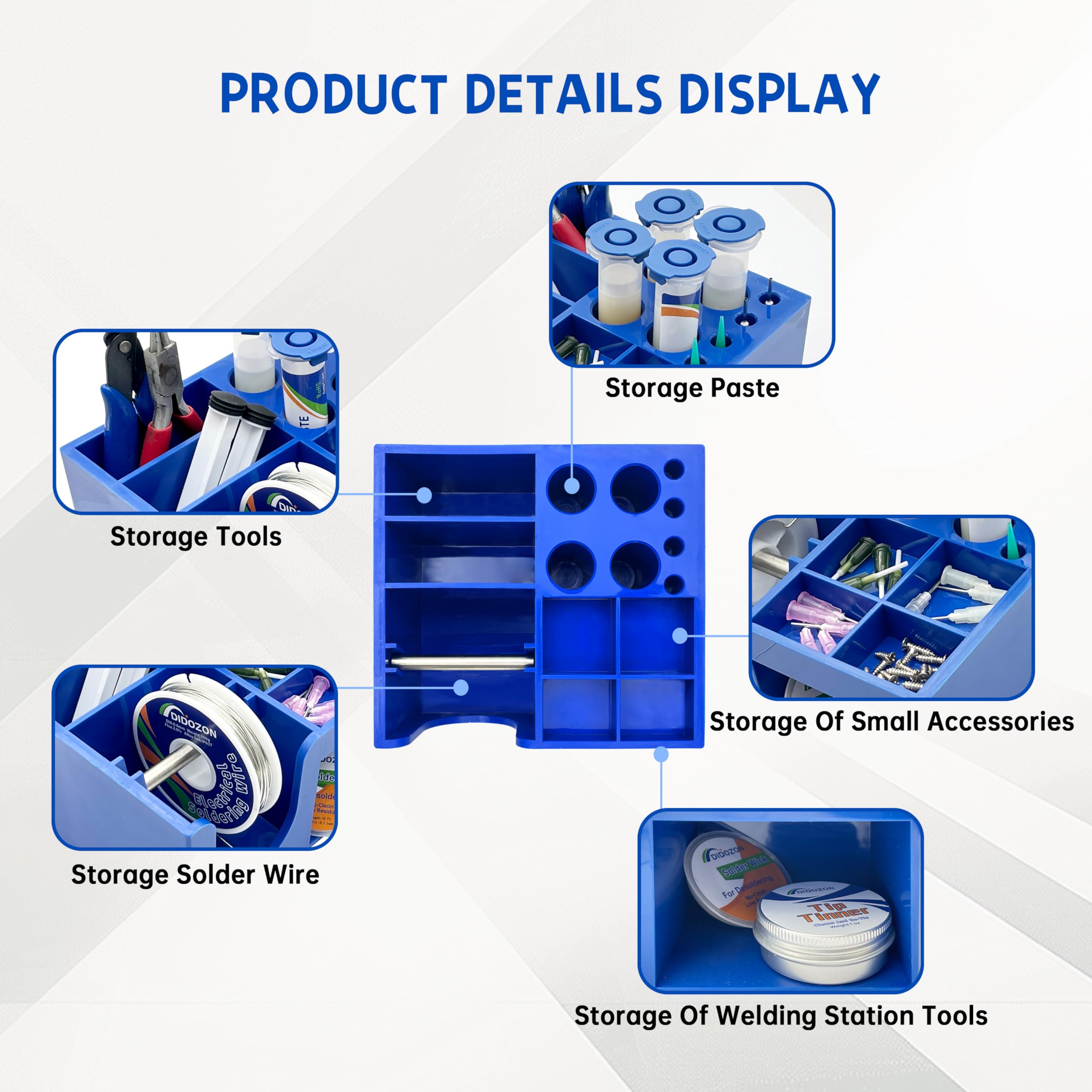 Solder Dispenser Reel Stand & Storage Box - Organize Solder Wire, Flux, Paste & Small Parts