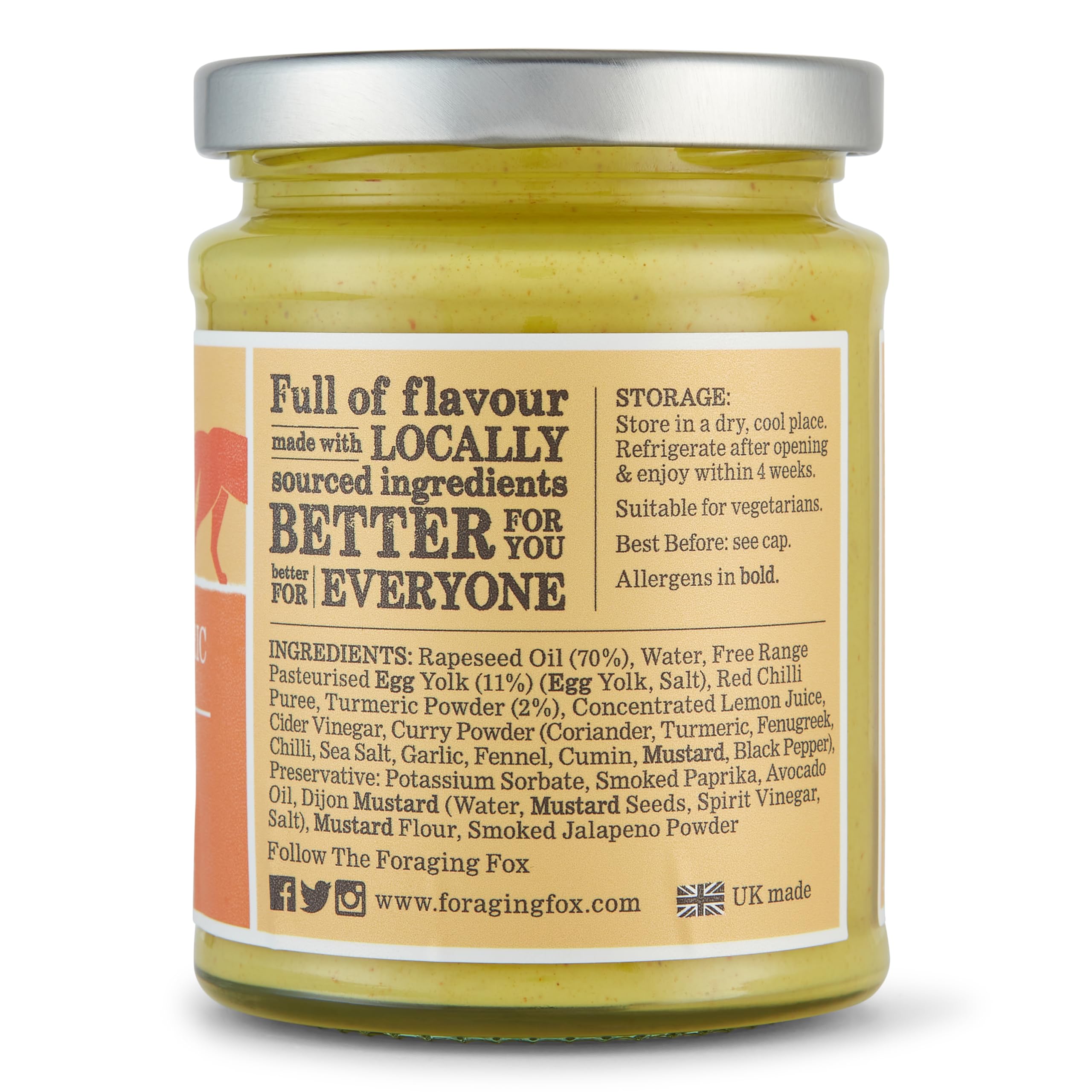 The Foraging Fox | Ohne Zuckerzusatz Glutenfrei Gewürzte Kurkuma Mayo, 6 x 240 g