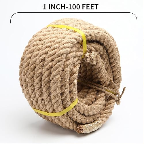 Miniatura 3 de FYIN-HONG Cuerda de yute, cuerda de cáñamo natural de 1 pulgada, cuerda de manila trenzada para manualidades, jardinería, escalada, hamaca, náutico,