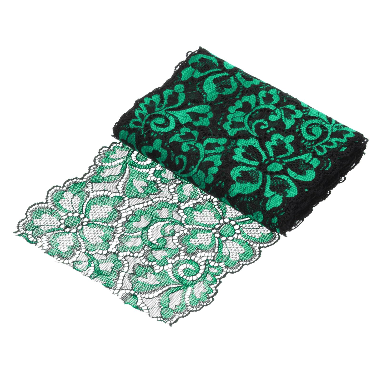 sourcing map 7.1 Inch Wide 5 Yard Lace Ribbon Floral Pattern Black+Dark Green Lace Trim Ribbon for Sewing Making,and DIY Crafts,Gift Wrapping,Wedding Decor