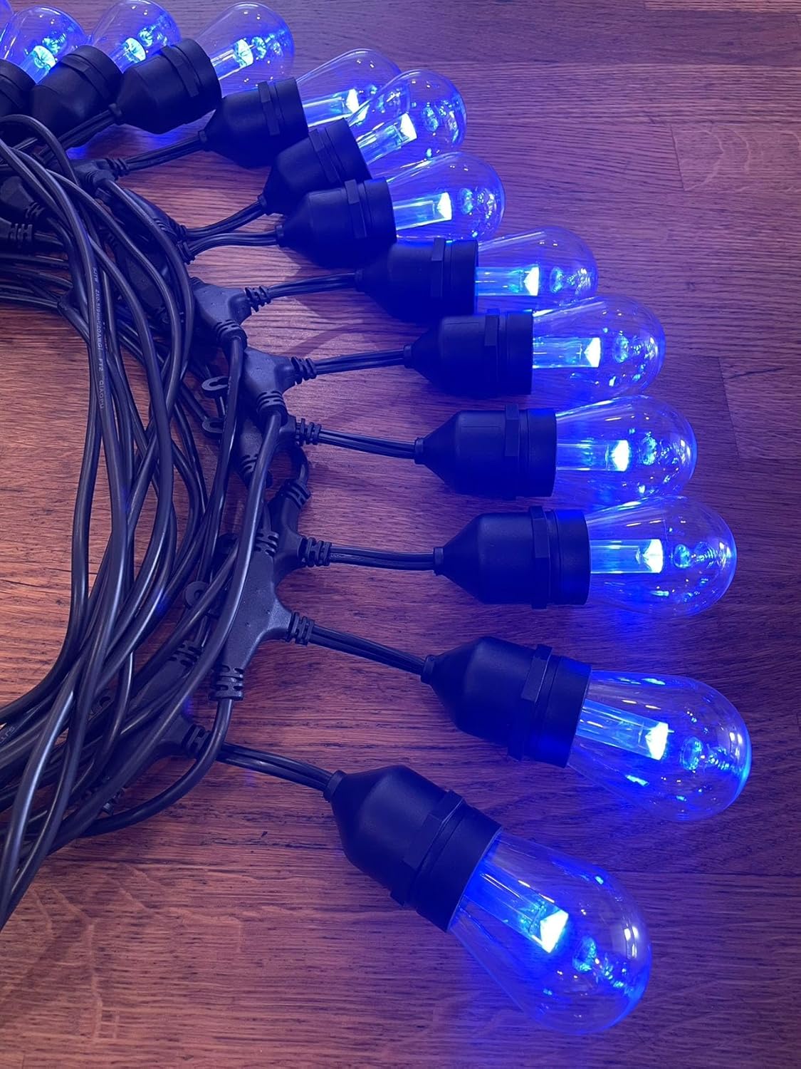 Warm White & RGB Remote Control Color Changing Outdoor String Lights with S14 LED Bulbs, Waterproof Commercial Grade, Black Cord, Multi-Color, Energy Efficient