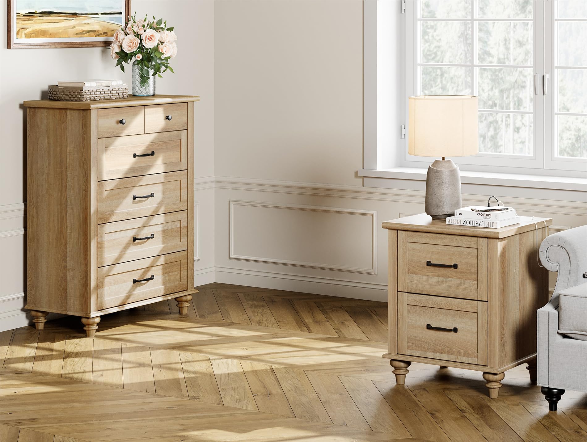 long dresser and nightstand Venice White Oak Large Dresser main image 0