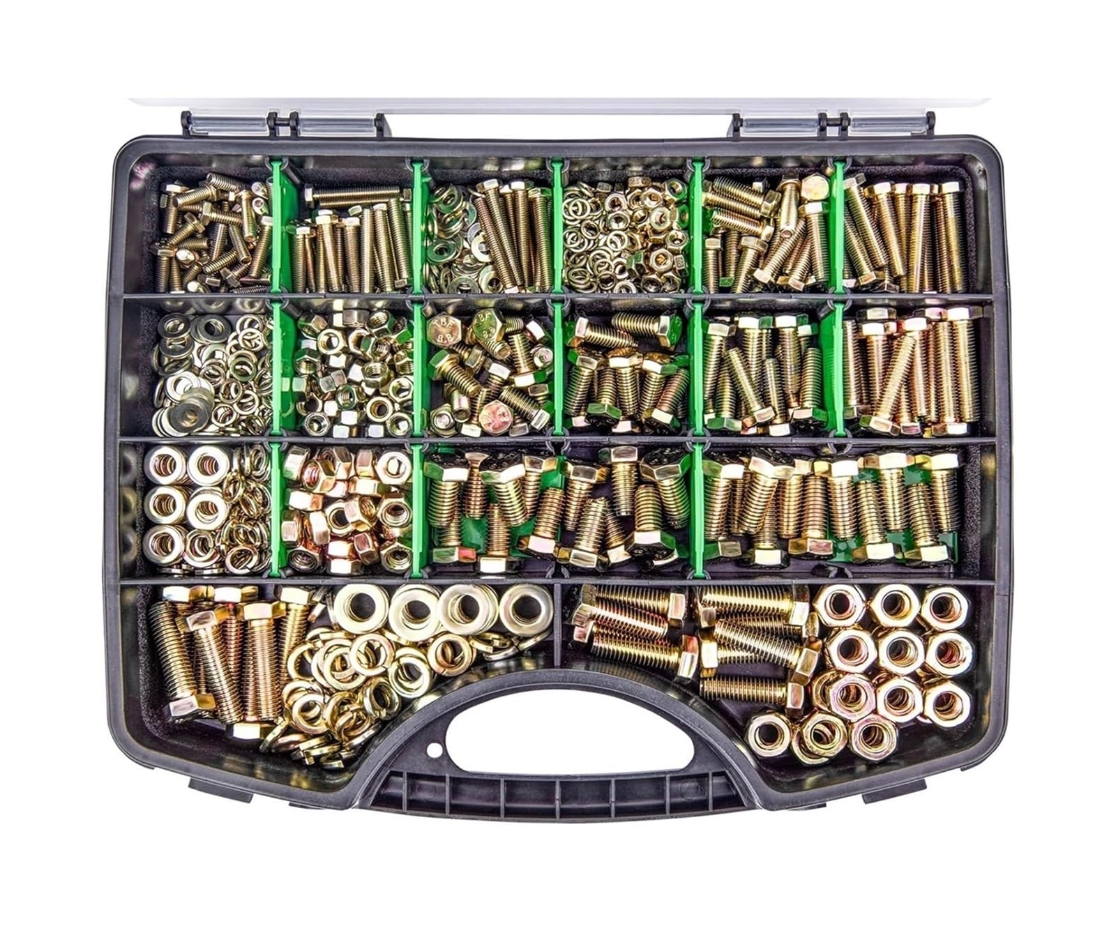 Schrauben und Muttern Set 907-teilig, metrische Schraubenbaugruppe der Güteklasse 8., M4 M5 M6 M8 Hochleistungsschrauben- und Muttern-Kits, gelb verzinkt