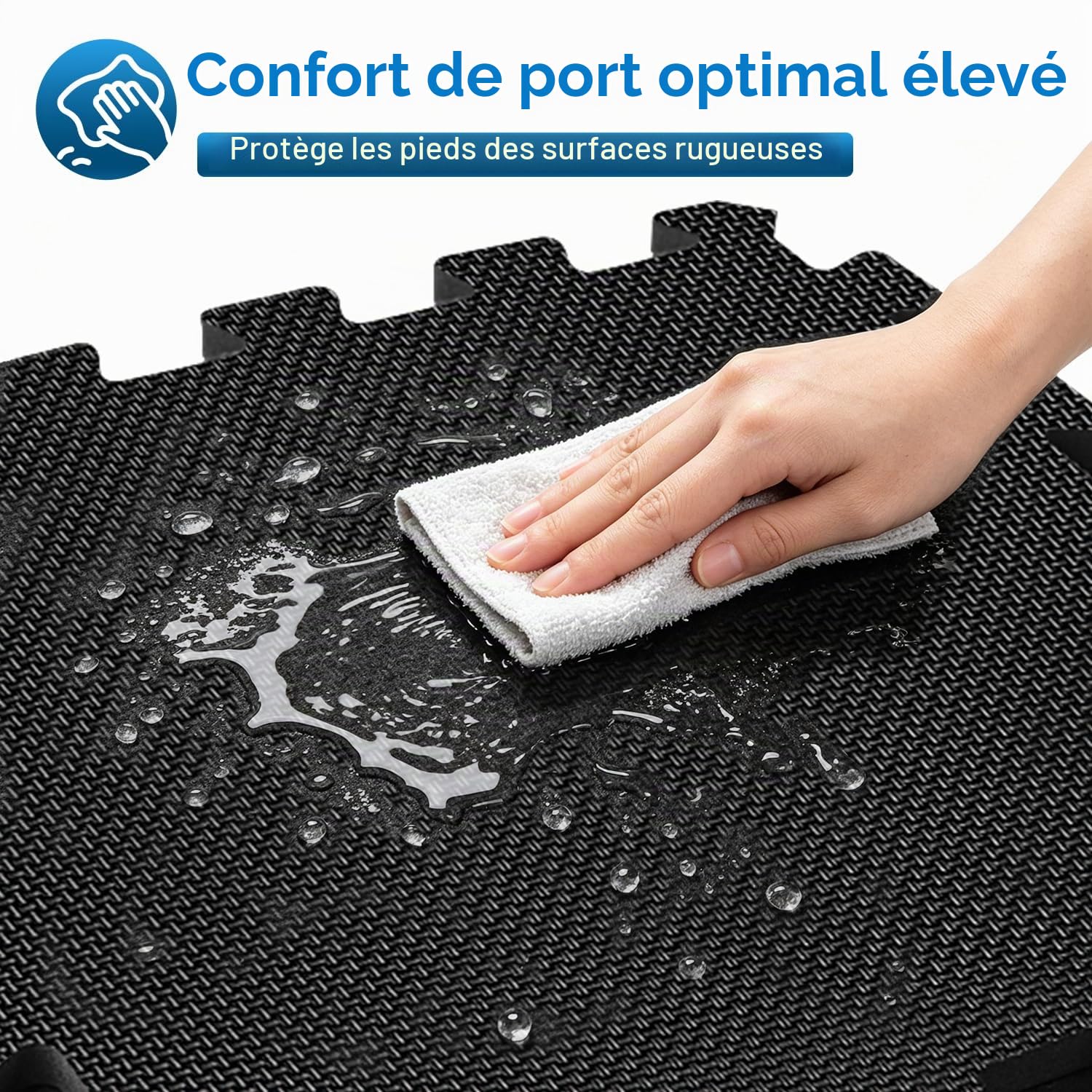 BEAUTYOVO Tapis de Protection pour Piscine extérieur Rond 196 cm, épaisseur 10 mm, Tapis Sol EVA étanche Noir pour Piscine, bac à Bulles et Spa