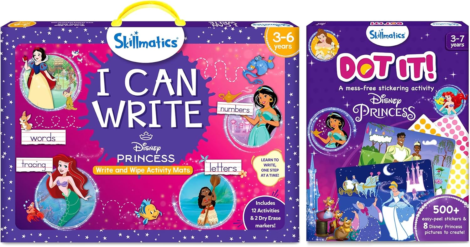 Skillmatics I Can Write Disney Princess & Dot It Disney Princess Bundle, Perfect for Kids Who Love Toys, Gifts for Girls and Boys Ages 3, 4, 5, 6, 7 Travel Toys