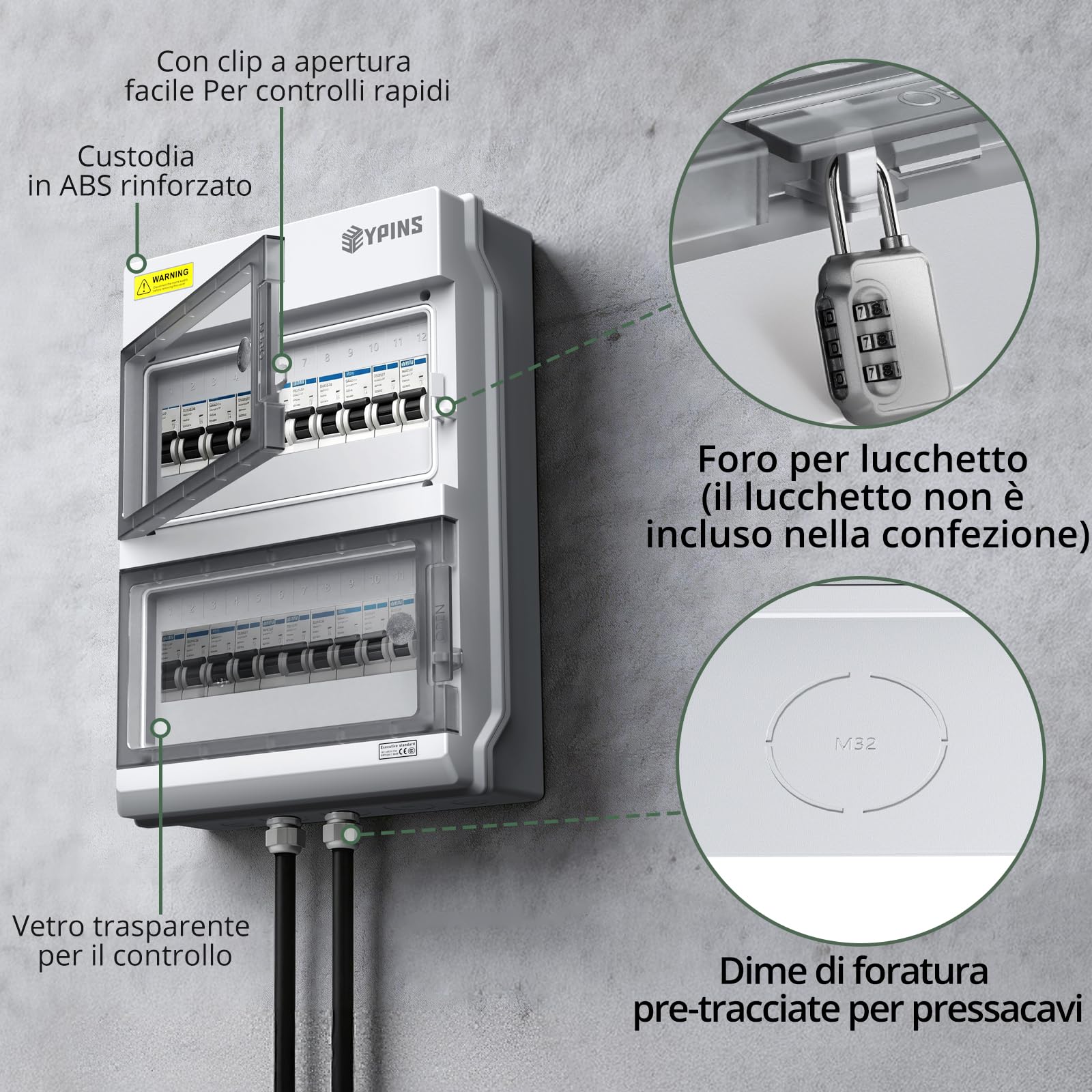 EYPINS Quadro Elettrico 24 Moduli e Coperchio